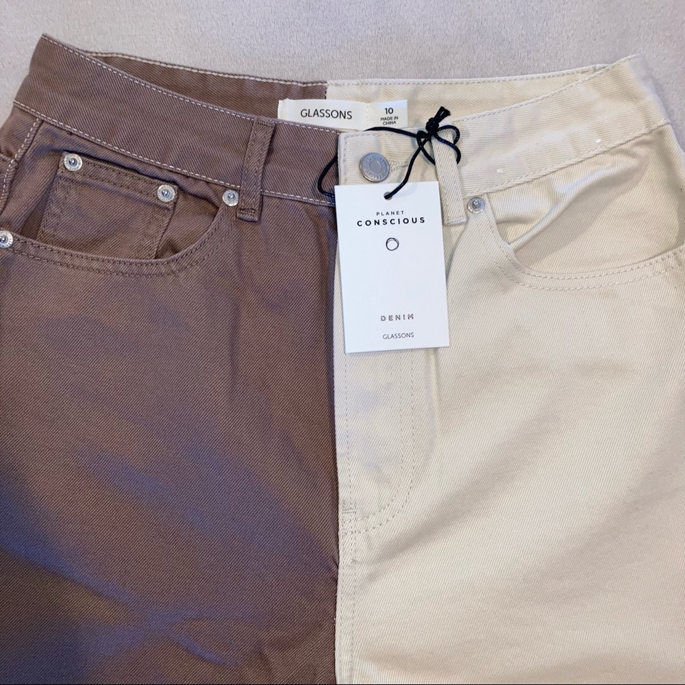 Glassons Super High rise two-tone straight leg denim